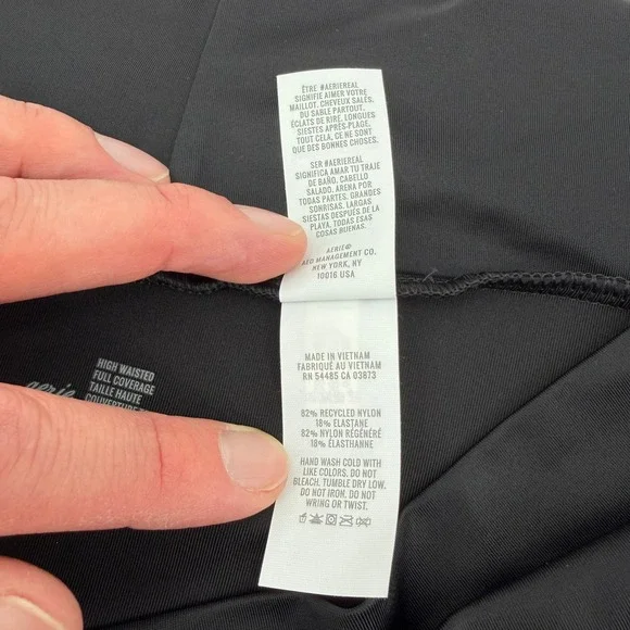 Aerie High Waisted Full Coverage Cross Waist Swim Bottoms Black XXL - Picture 6 of 12